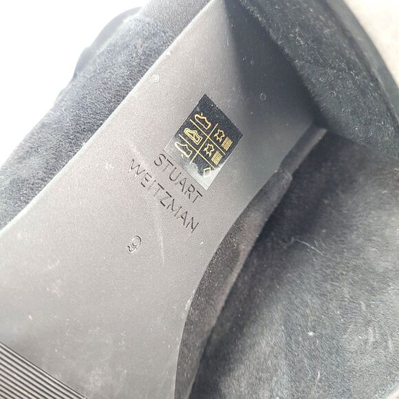 stuart weitzman boots 5050 Suede Over The Knee 9B Black Stretch Block Heel S5440 - Picture 11 of 12